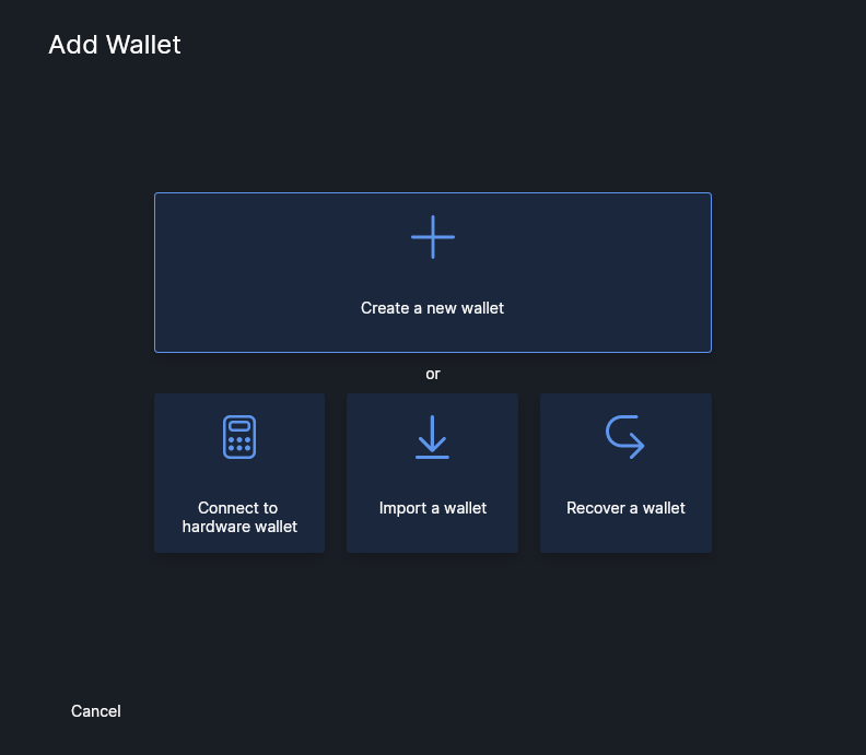 Create a new wallet in Wasabi