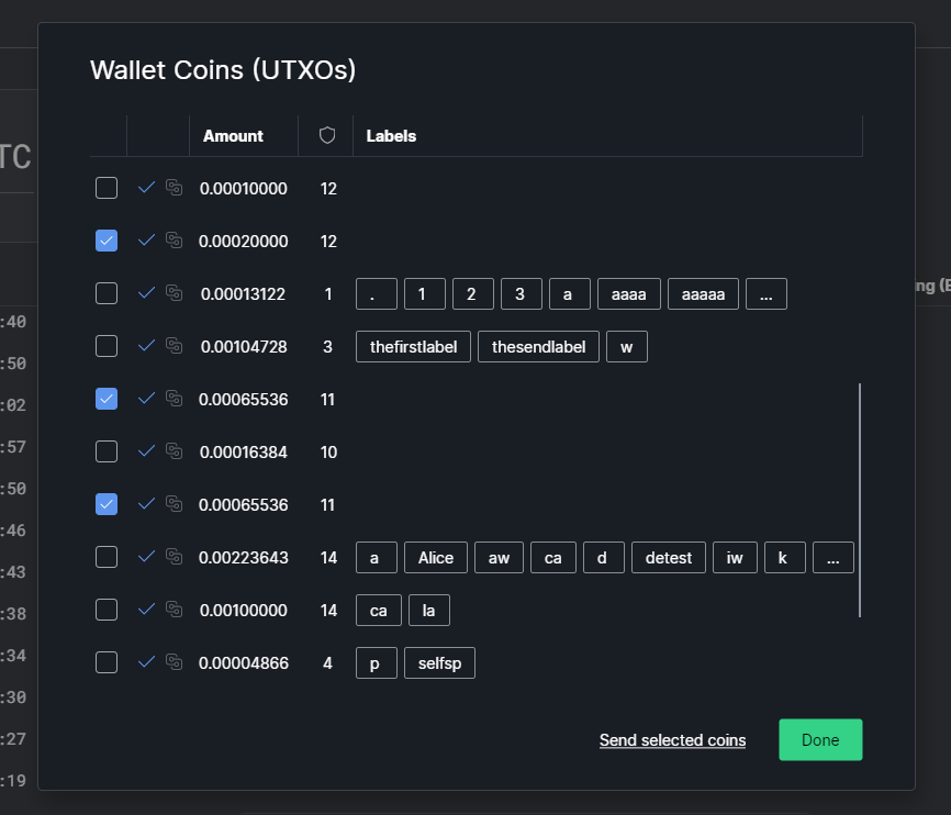 Wallet Coins Send Selected Coins