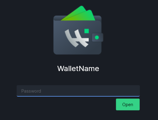Type your password to open the wallet